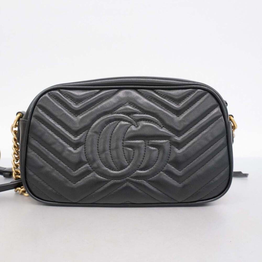 GUCCI Black Leather GG Marmont Shoulder Bag - Picture 13 of 13